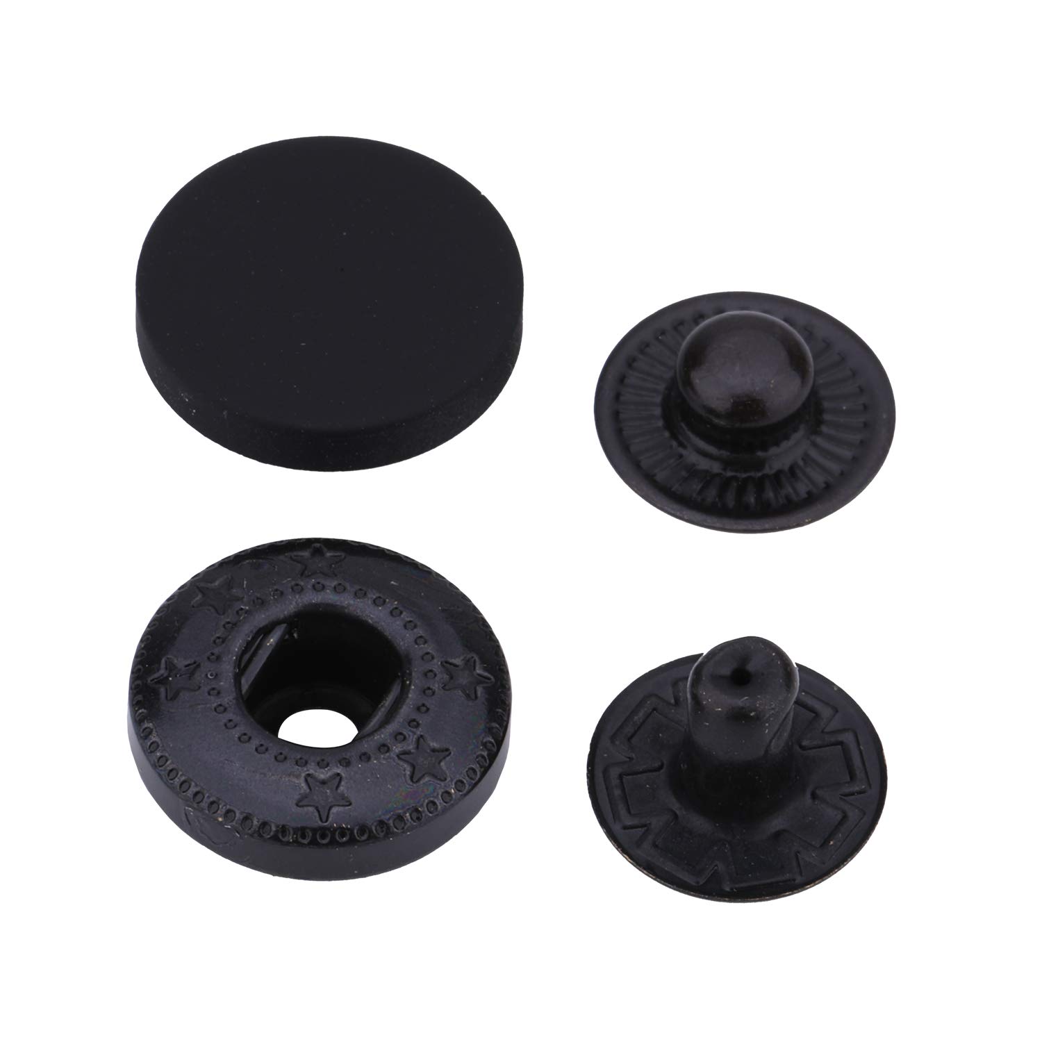 Trimming Shop Alloy Cap S Spring Press Studs 4 Part Metal Back Snap Fasteners for DIY Leathercrafts, Clothing Repair, Purses (10mm, Black, 10pcs)
