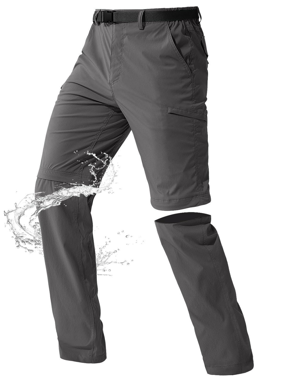 FREE SOLDIER Men's Outdoor Convertible Hiking Pants with Belt Lightweight Quick Dry Tactical Cargo Pants Nylon Spandex
