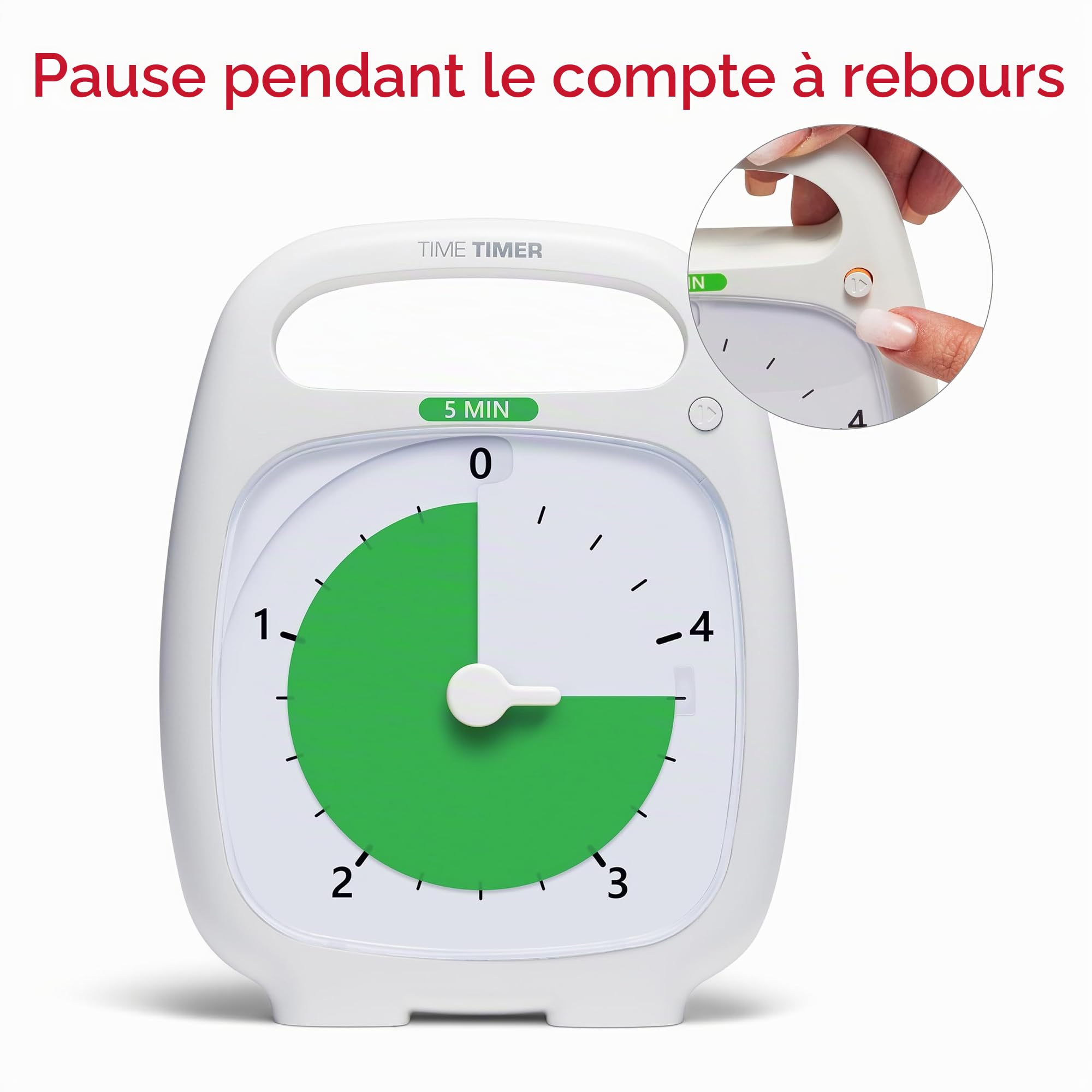 Time Timer Plus 5 Minute, Minuterie visuelle analogique (Blanche) Signal en Option (molette de contrôle du Volume) Pas de coche Fort; Outil de 'Time Management'