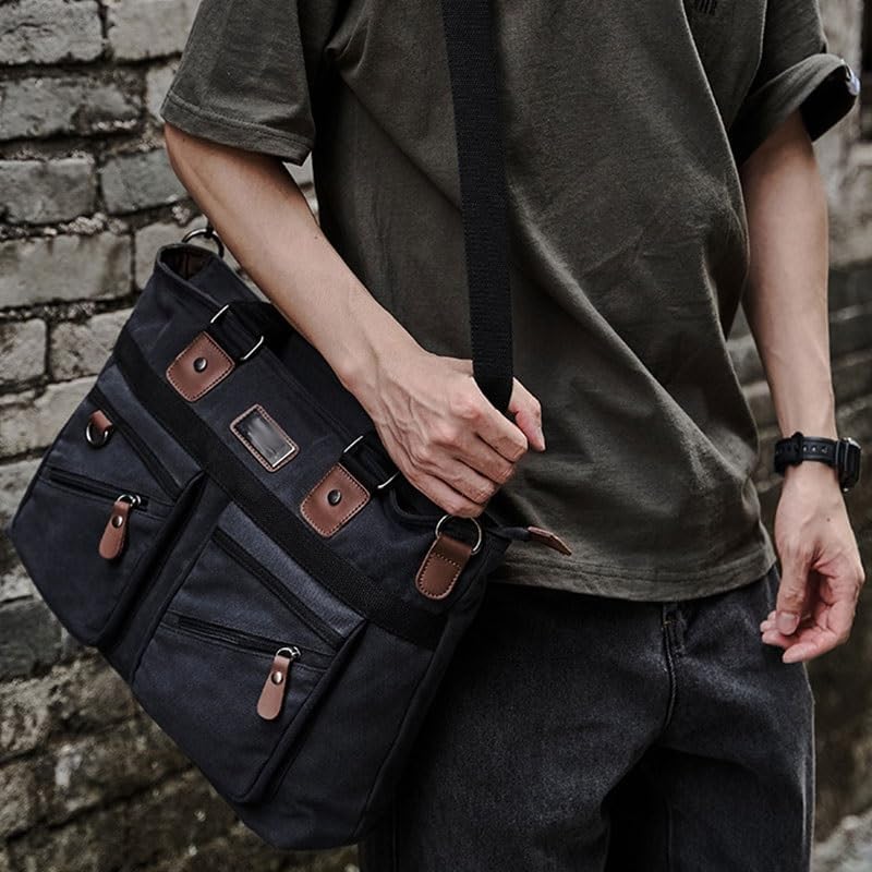 Canvas Tote Handbag Men's Crossbody Bag Business Computer