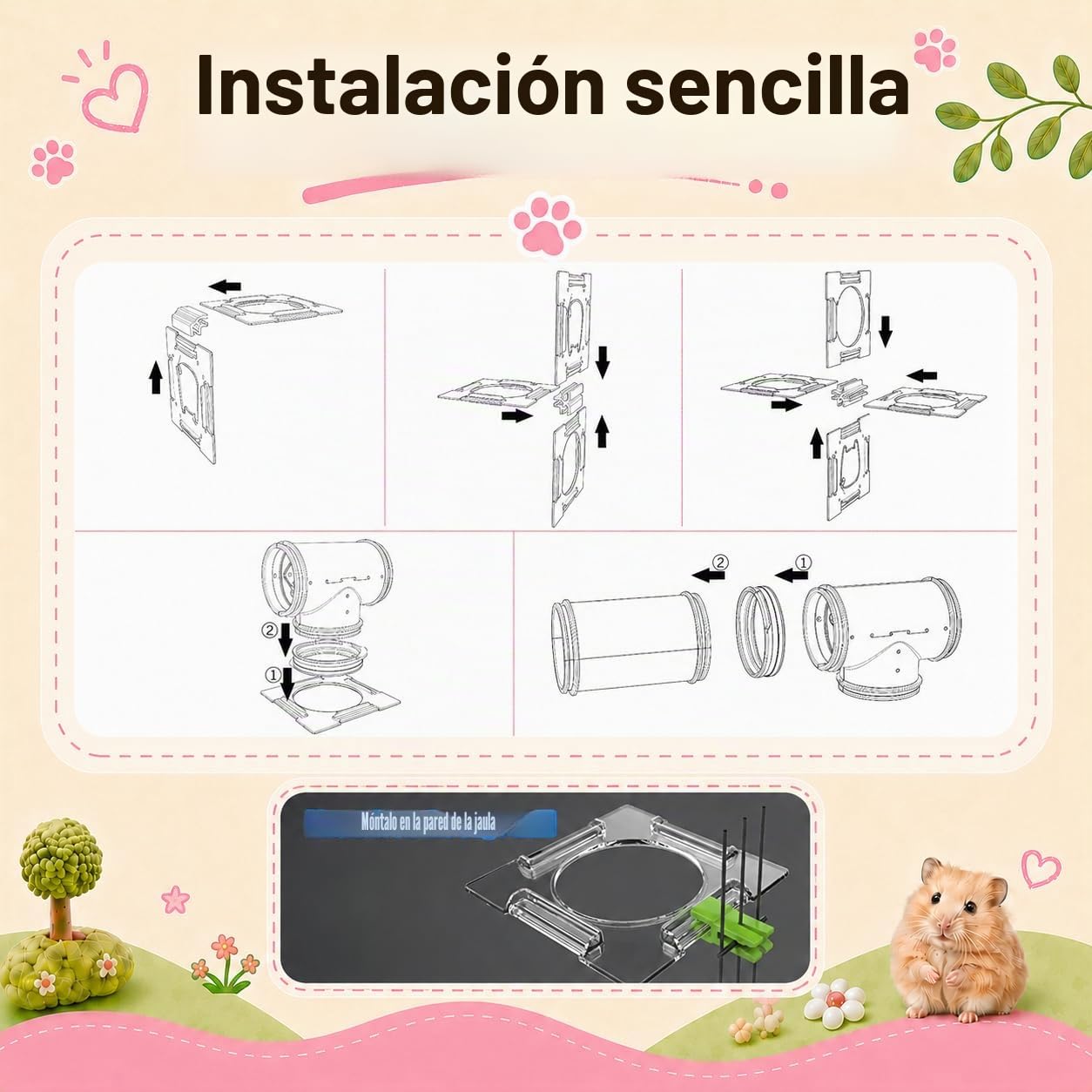 94 Piezas de Bricolaje Hámster Túnel Patio de Recreo Módulo,Tubo Casa Plataforma Accesorios de Jaula para Hámster de Ratón y Otros Animales Pequeños