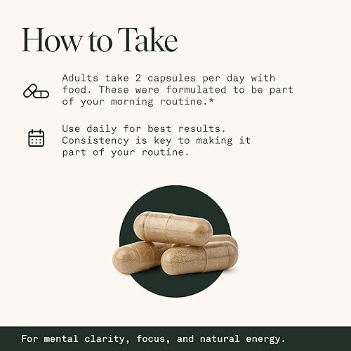 Miniatura 8 de Fantastic Fungi Cápsulas Wake  Suplemento certificado de melena de león orgánica, Cordyceps, hongo Chaga para concentración, energía y