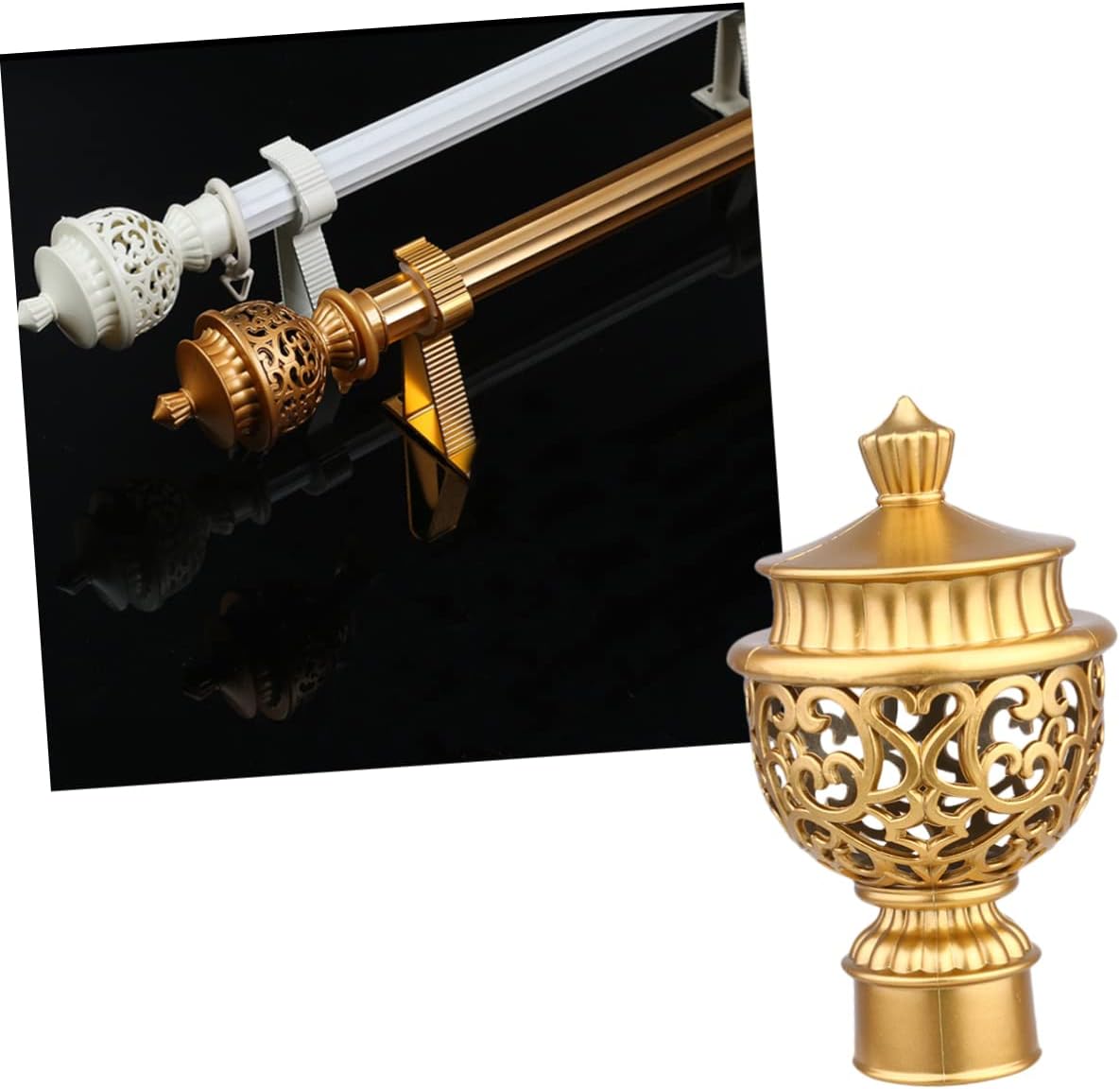 PRETYZOOM 2sets Antique Rounded Curtain Rod Window Curtain Rod End Cap Decorative End Plug for 6pcs*2