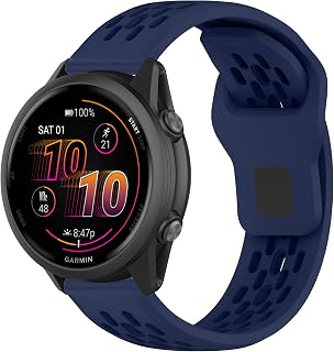 [KiimLaa] 20毫米 硅胶表带 Garmin Forerunner 165 Music/Forerunner 570 42毫米 / Forerunner 245 / 645 对应 手表表带 智能手表 替换表带 长度可调节 防水 柔软 防汗 运动 Garmin Vivoactive 6 / Vivoactive 5 用 (20毫米 | 深蓝色)