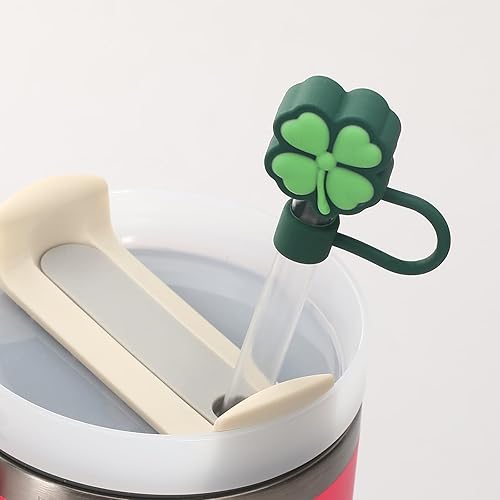 Miniatura 2 de 3 fundas de paja para Stanley, trébol de cuatro hojas, compatible con Stanley Cup y Simple Modern con asa, puntas de popote reutilizables de