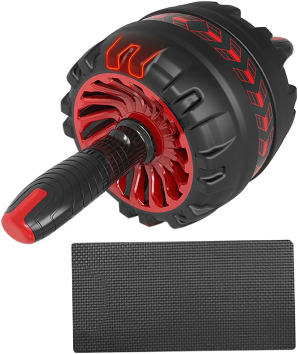 Mikikit Double Wheel Ab Roller with Knee Pad, Silent Auto-return Fitness Roller Wheel for Abdominal Exercise, Home Workout Core Strength Training Equipment