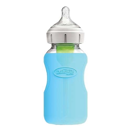 Miniatura 3 de Dr Browns Funda de silicona para botella de vidrio de cuello ancho color azul 08fl oz