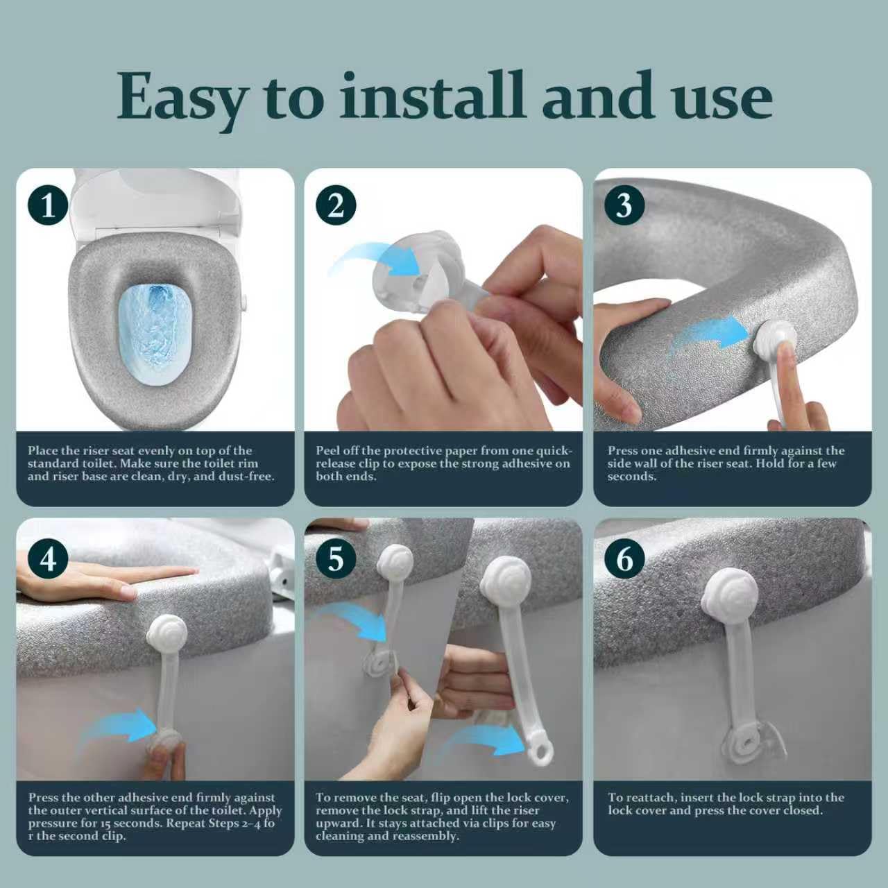 Toilet Seat Risers For Seniors,Adjustable Anti-Silp Handles & Thickene