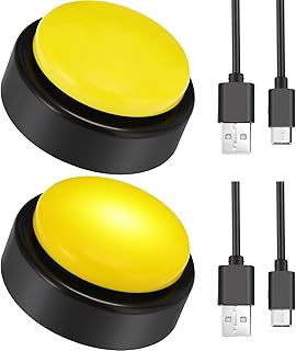 Hoteam 2 Pcs USB Recordable Button 240 Seconds Sound Button Programmable Button Easy Button Make Your Own Music Dance Buttons by Uploading Audio Files for Crafter Hobbyists, USB Cable Included