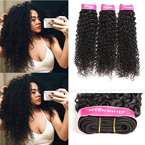 Kinky Curly Bundles Unprocessed Virgin Brazilian Hair 8A Curly Hair Extensions Kinkys Curly Human Hair Bundles Natural Color (12inch 14inch 16inch)