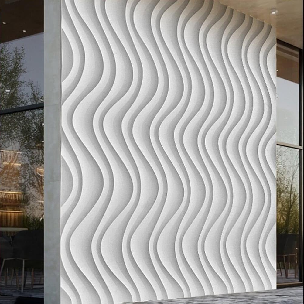 Tabiques de PU Huecos, Paneles de Pared 3D para decoración del hogar - Ladrillos de Revestimiento de PU Impermeables con Textura Ondulada para decoración de Paredes Exteriores y de oficinas