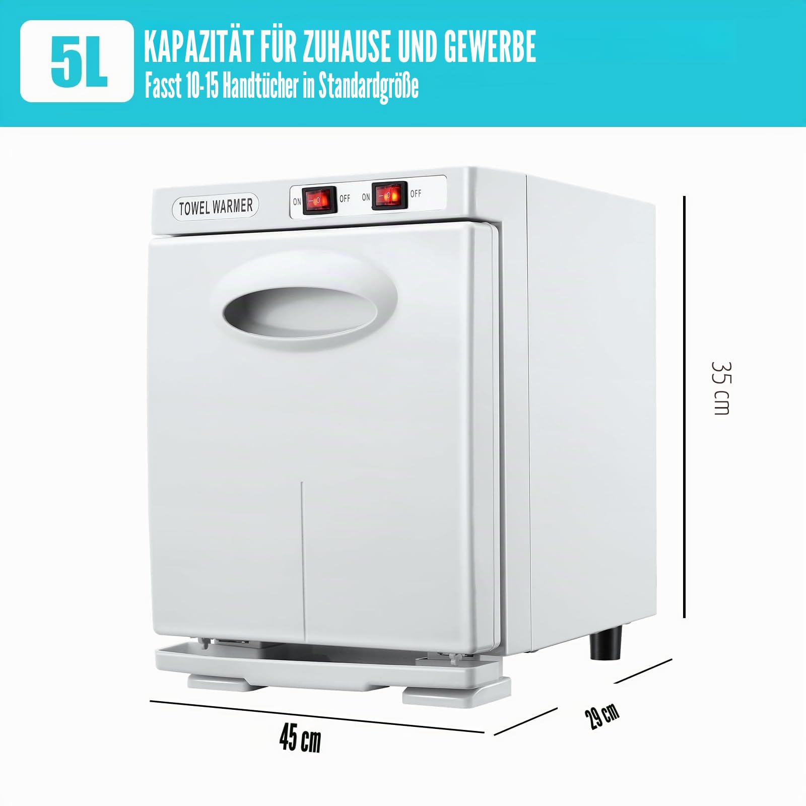 Eznaobo Handtuchwärmer, 5 l, Sterilisator, 176 °C, UV-Sterilisator, 360 ° Heizfunktion, warmer Handtuchschrank für Schönheit, Wohnzimmer, Spa, Maniküre (weiß)