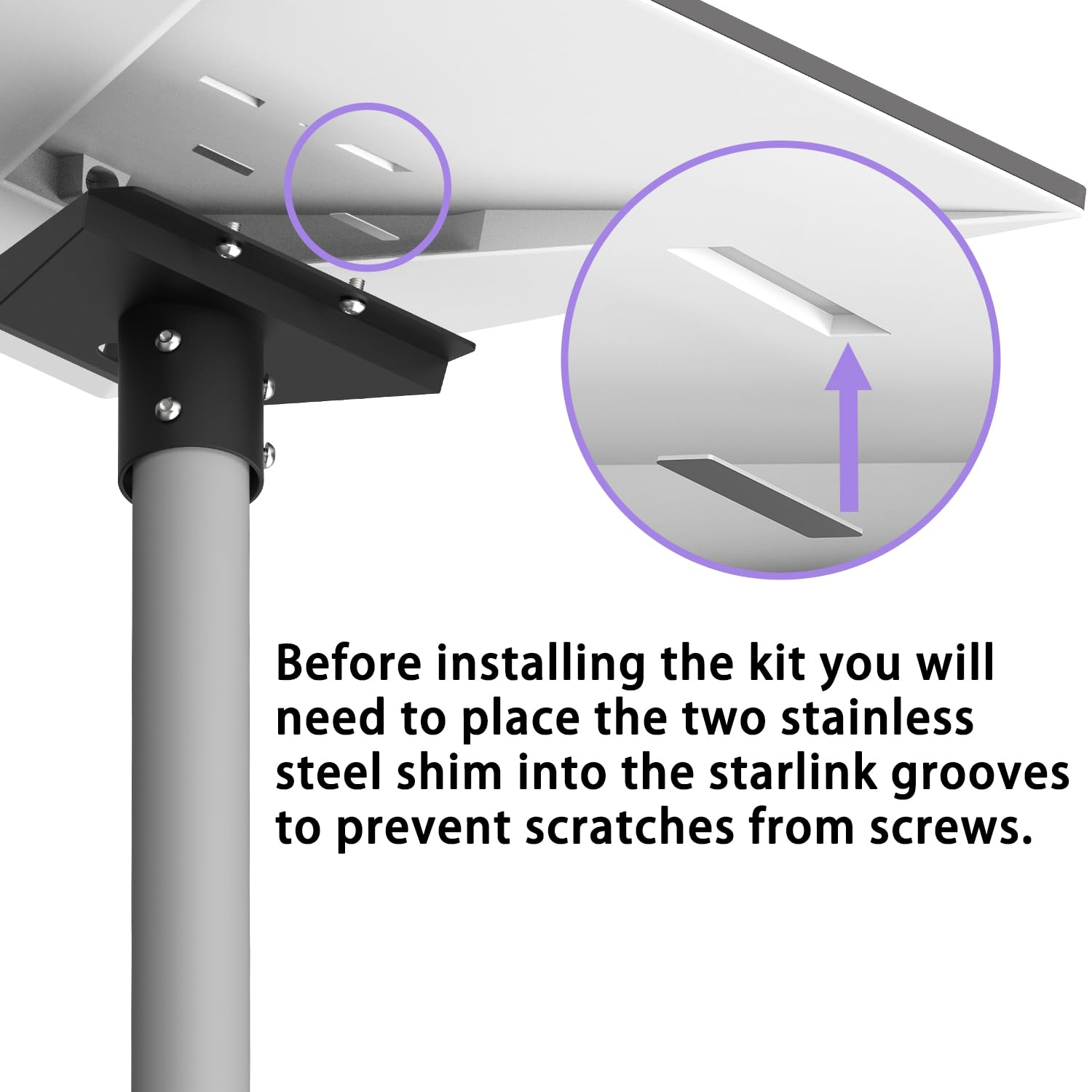 Juyeer Starlink Gen 3 Pipe Adapter, 2 Inch Mounting Kit for Starlink, V3 Pole Mount Adapter, Silver Metal Frame, Pole Mount