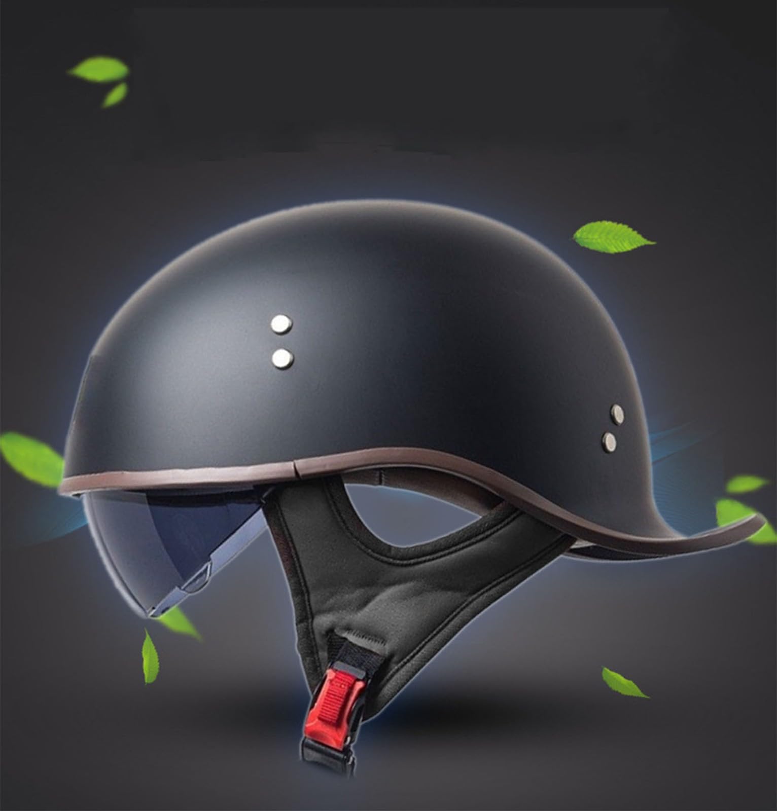Casco de Motocicleta Hombre, Casco Retro de Media Calza Certificado Dot,Unisex Casco de Gorra de béisbol Cómodo y Ligero Casco de Scooter Forro extraíble Casco de Media calota