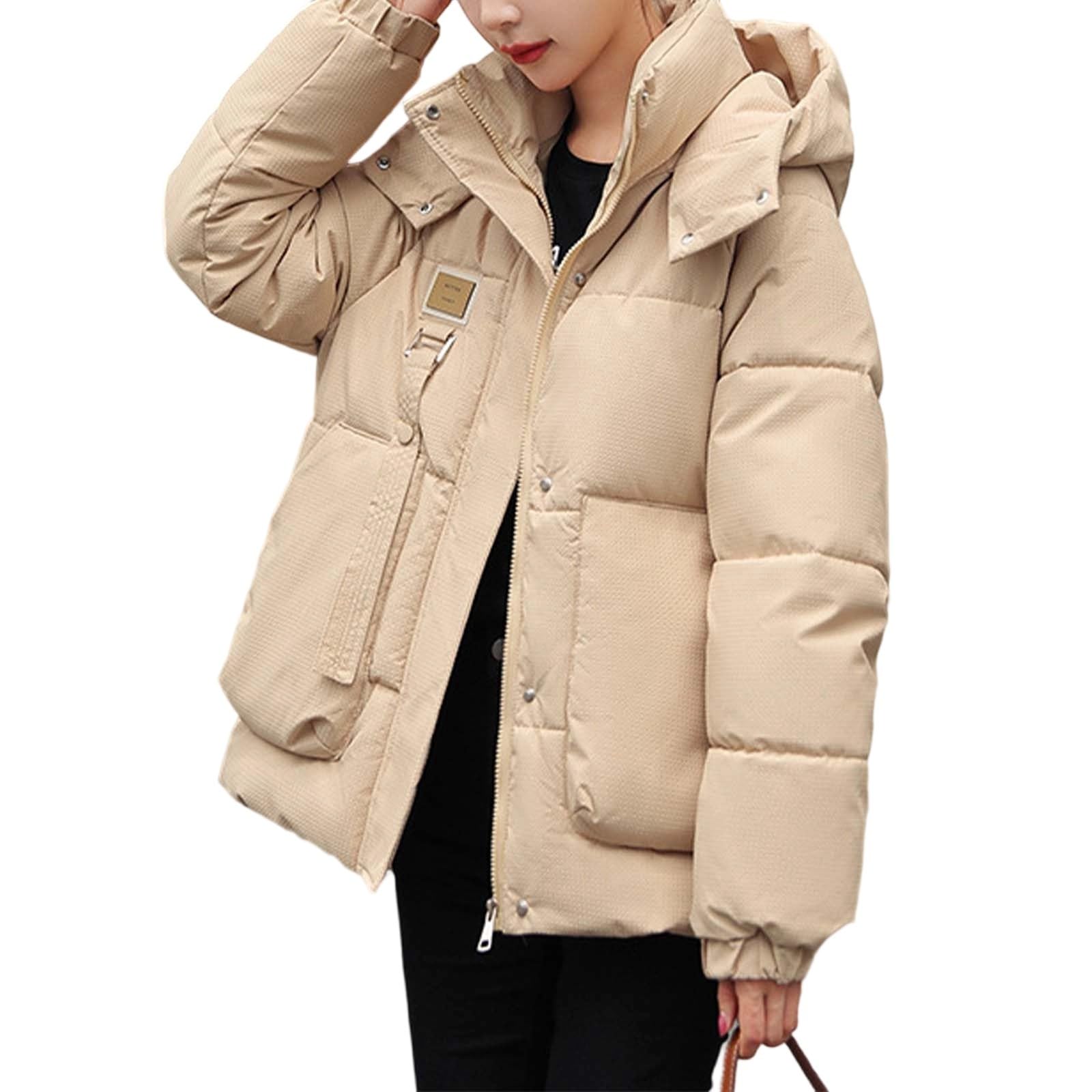Chaqueta Mujer Abrigo Entretiempo Invierno Cazadora Plumiferos，Chaqueta corta con capucha y para mujer ligera y cálida para climas fríos y uso diario