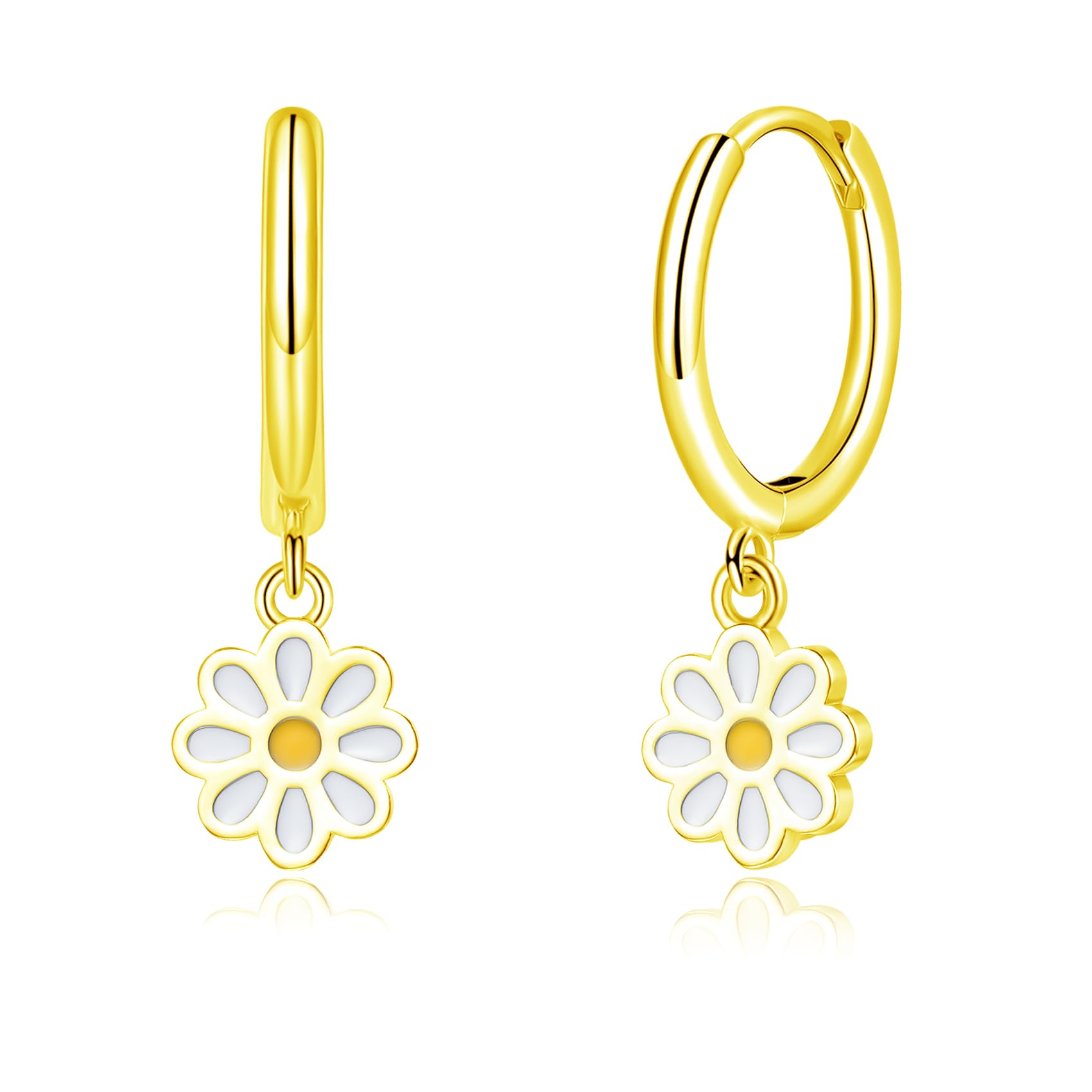 Estrellique Ohrringe Silber 925, Hypoallergen 925 Sterling Silber Creolen mit Herz/Gänseblümchen/Schmetterling Anhängern, Leichte Huggie Ohrringe Creolen Silber, Geschenk für Mädchen Frauen