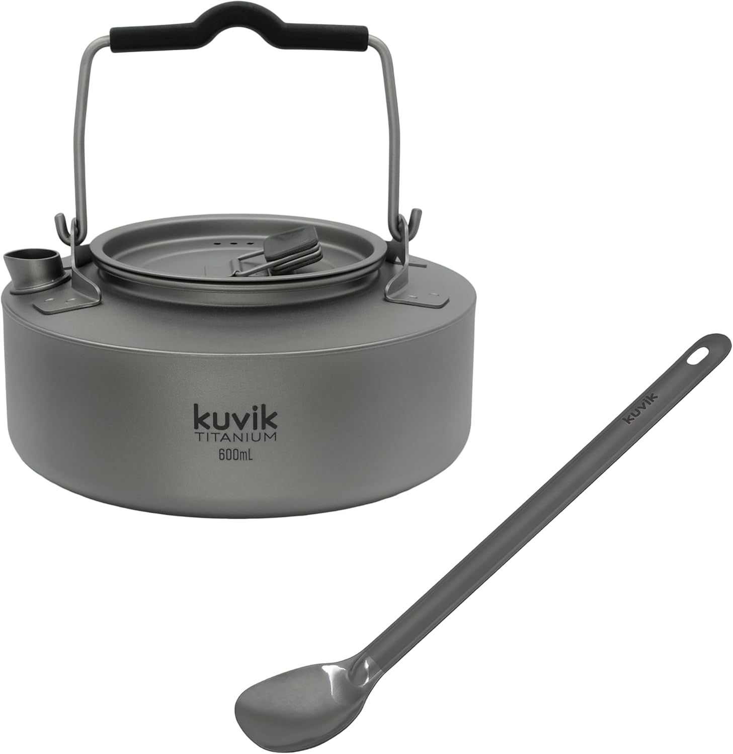 Kuvik 600ml (20.3 oz) Titanium Kettle & Titanium Spoon Bundle