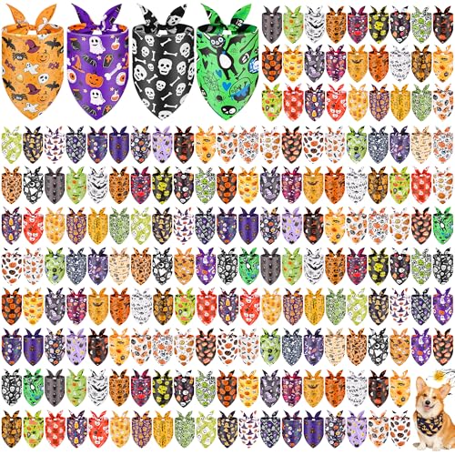 200 Pcs Halloween Dog Bandanas Bulk for Groomers Fall Pet Scarves...