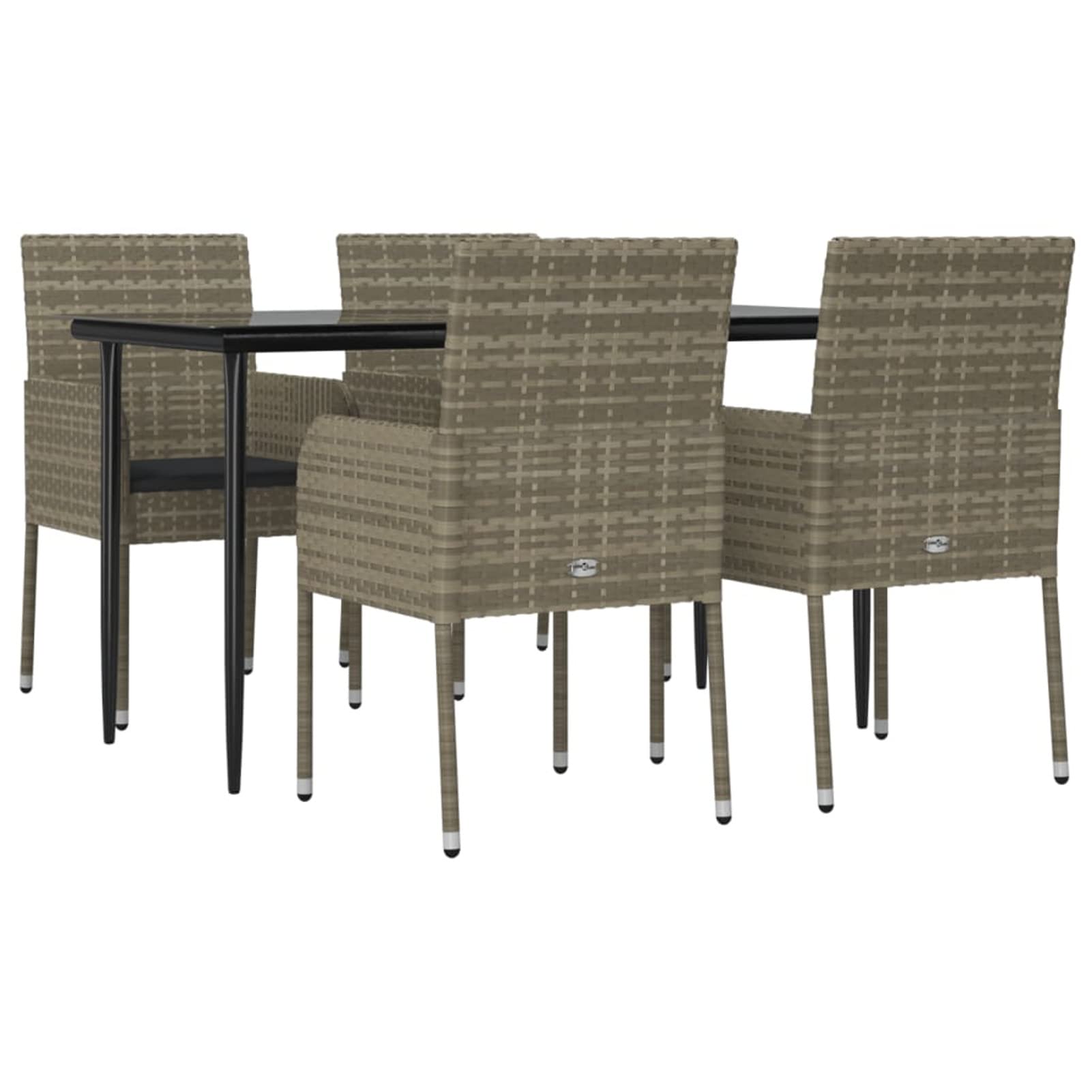 3185151 Set da Pranzo Giardino 5pz Nero e Grigio con Cuscini Polyrattan Testata in Legno,Testata Letto Matrimoniale Muebles Dormitorio Spalliera Letto Testiere per Letto Matrimoniale