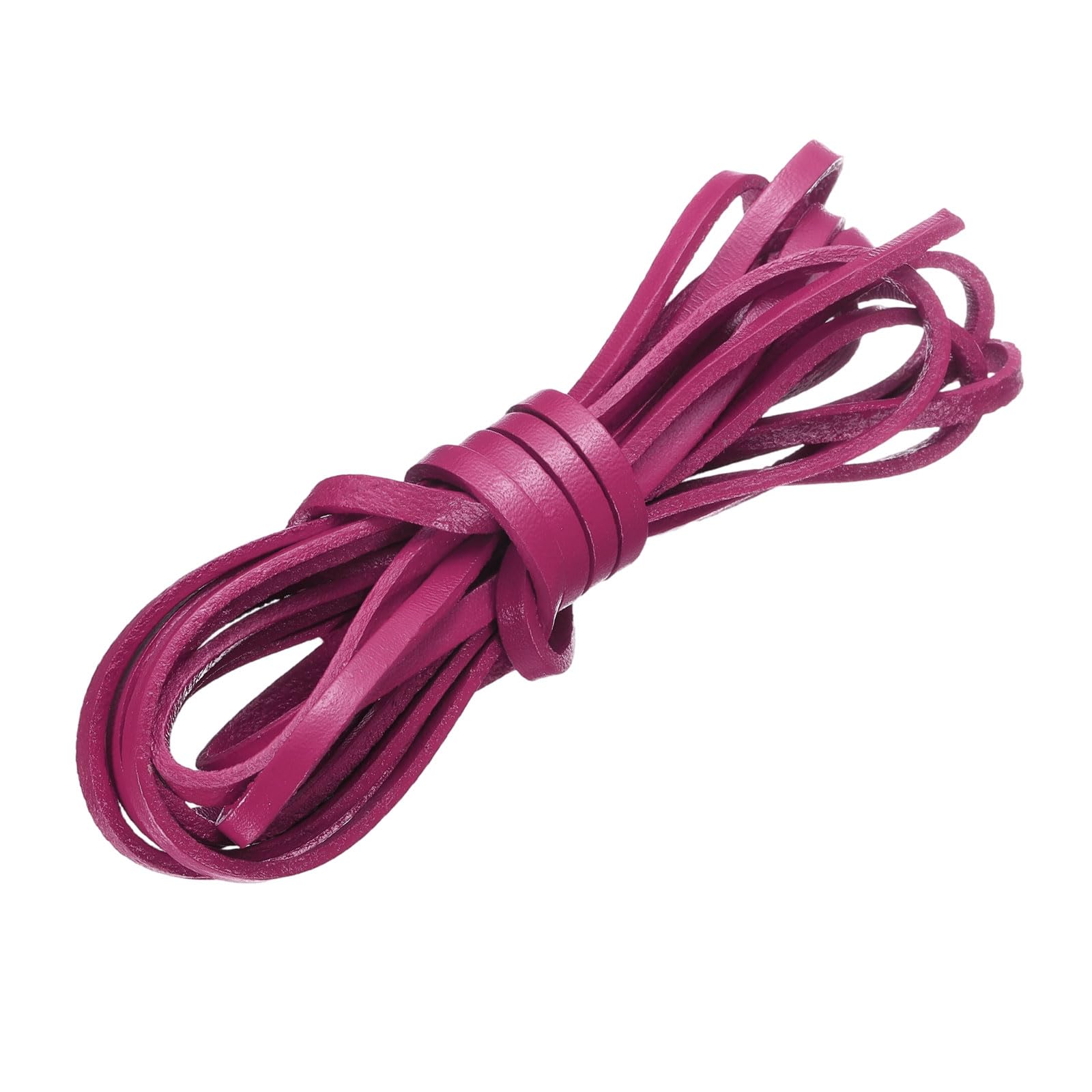 sourcing map Flat Leather Cord, 3.3 Yard 4mm Leather String Strips Lacing for DIY Crafts Making Bracelet Purse Strap, Rose Red โ image 1