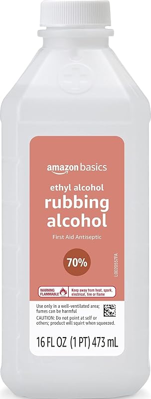 Amazon Basics 70% Ethyl Rubbing Alcohol First Aid Antiseptic for Cuts, Scrapes and Burns, Unscented, 16 fl oz (Previously Solimo)