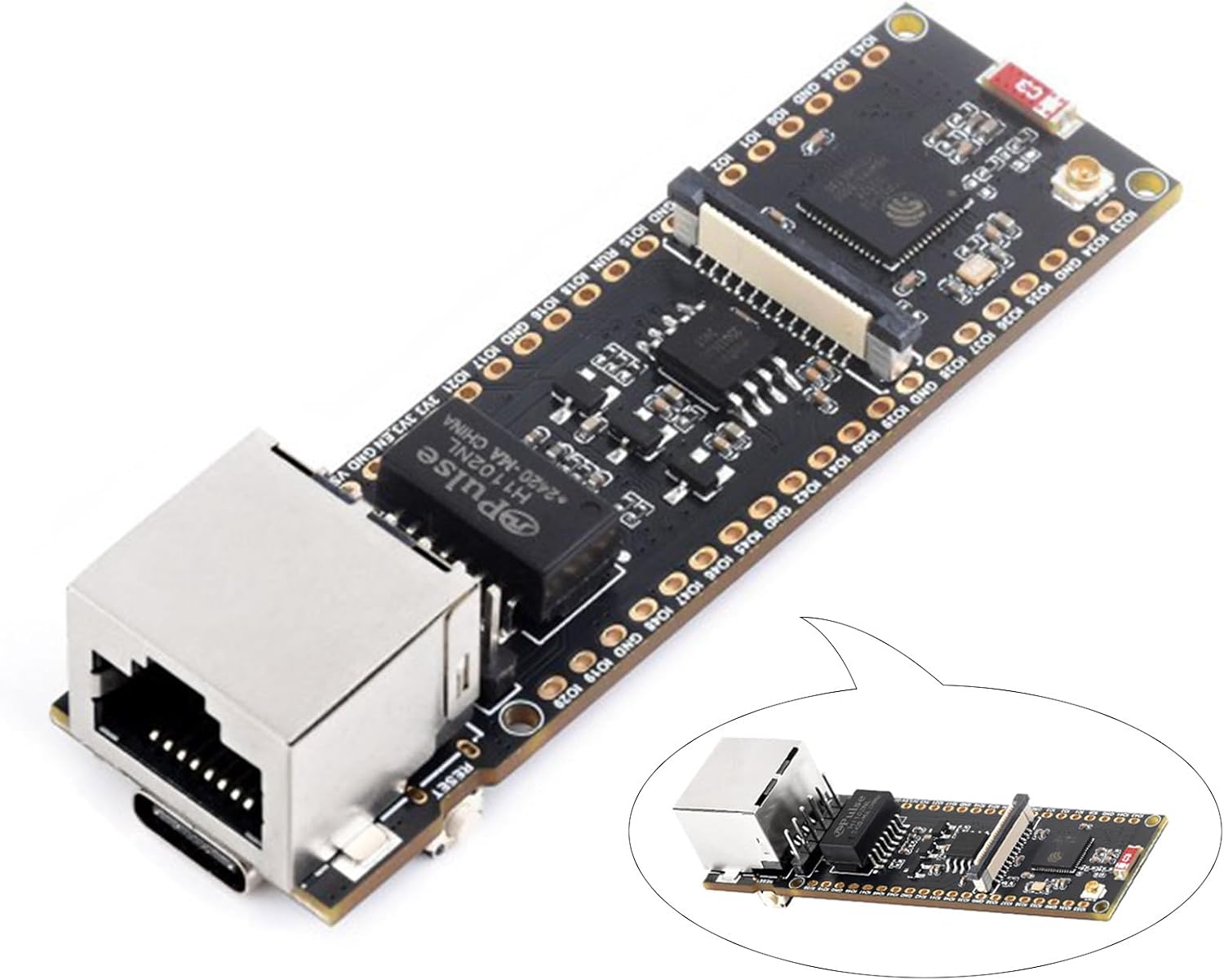 ESP32-S3 Ethernet Development Board, 10/100Mbps RJ45 Ethernet Port, 240MHz Dual Core Processor, Onboard Type-C Port & TF Card Slot, Support WiFi & BLE & ETH Communication
