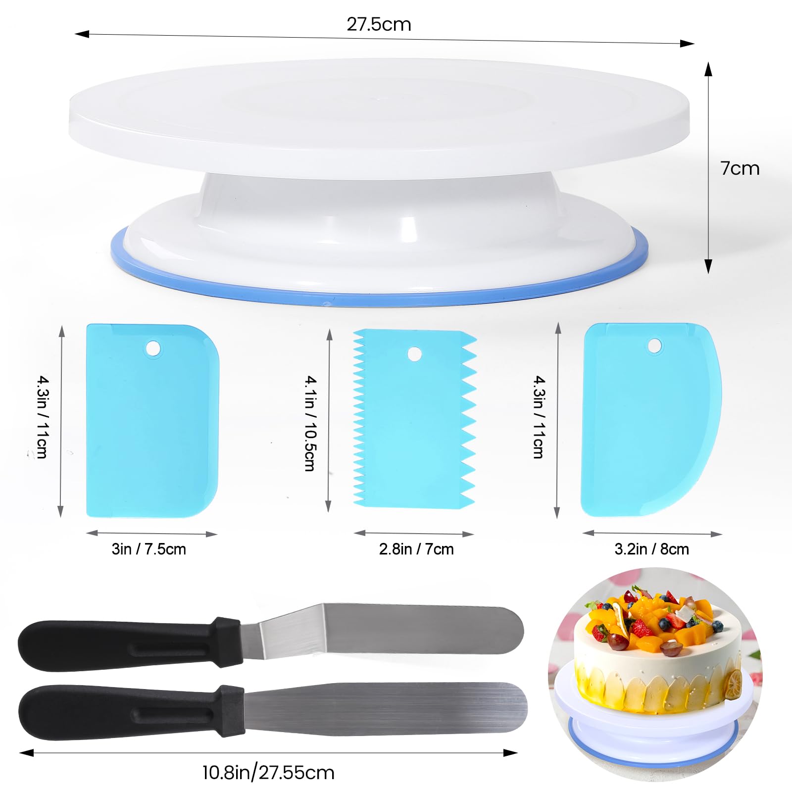 Uten Kit de 60 accessoires de décoration de gâteaux, polycarbonate, blanc