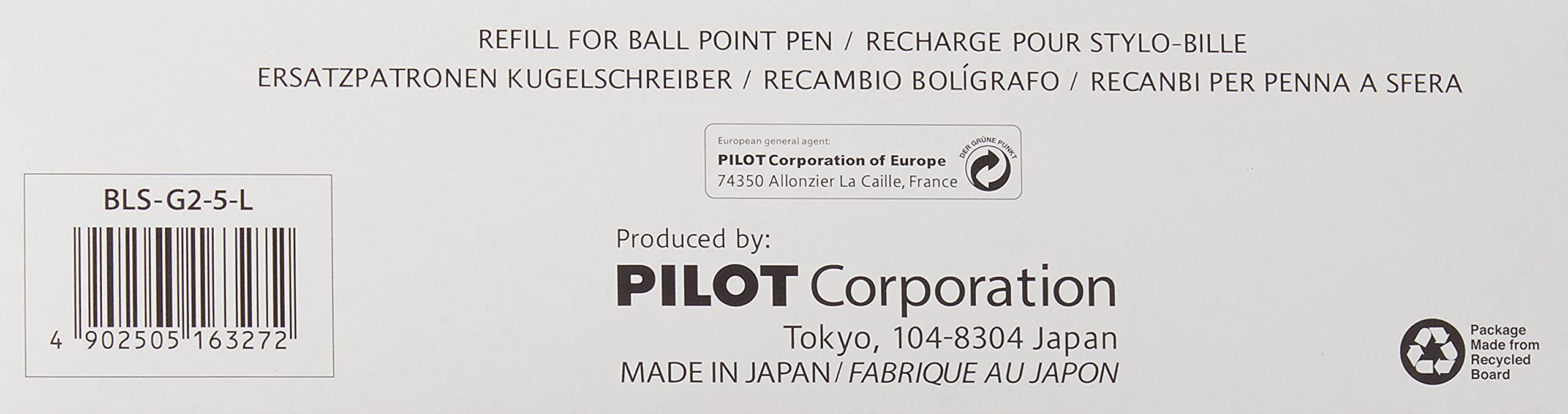 Pilot Ricariche Per Penna Gel G205 - Confezione Da 12 Pezzi, Punta 0,5 Mm, Inchiostro Nero