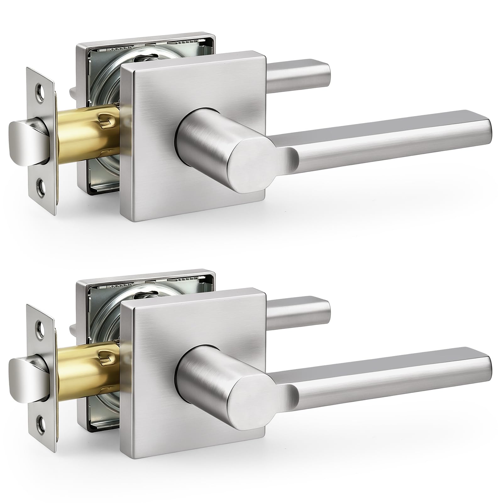 Probrico Door Handle with Lock - Brushed Nickel -26
