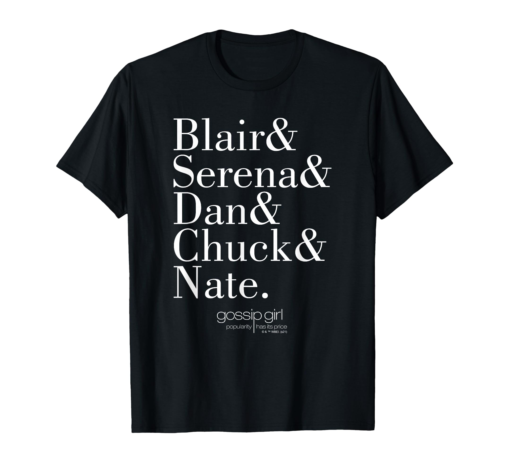 Gossip Girl Cast Names Stack T-Shirt