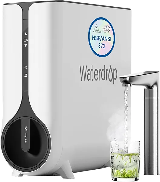 Waterdrop Reverse Osmosis System, Instant Hot Water Dispenser, 600 GPD, Reduce PFAS, Tankless, 2:1 Pure to Drain, Under Sink, TDS Reduction, Smart LED Faucet, Hot and Cold Water Dispenser Fa