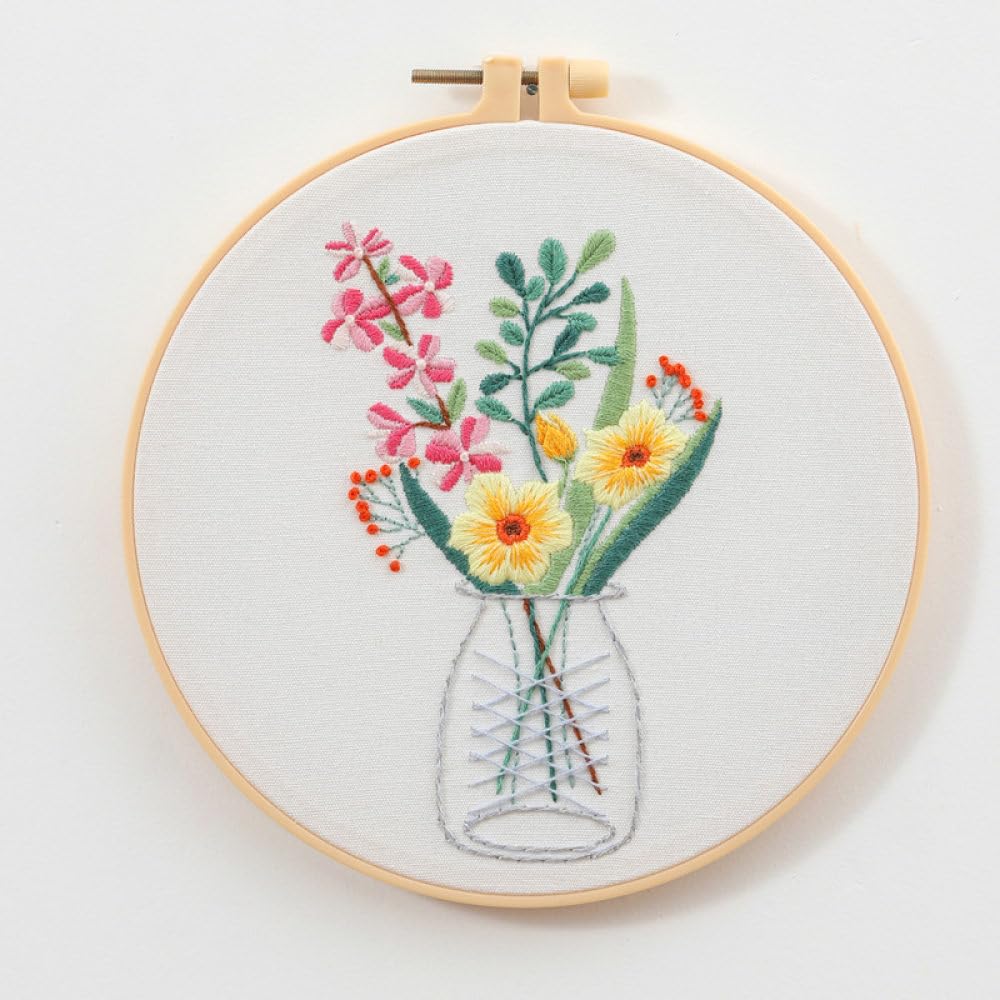 ハンドメイド　花柄刺繍　 大判テーブルクロス　新品未使用148×144cm Amazon | BYVUTE デイジー刺繍キット 初心者向け ホワイト