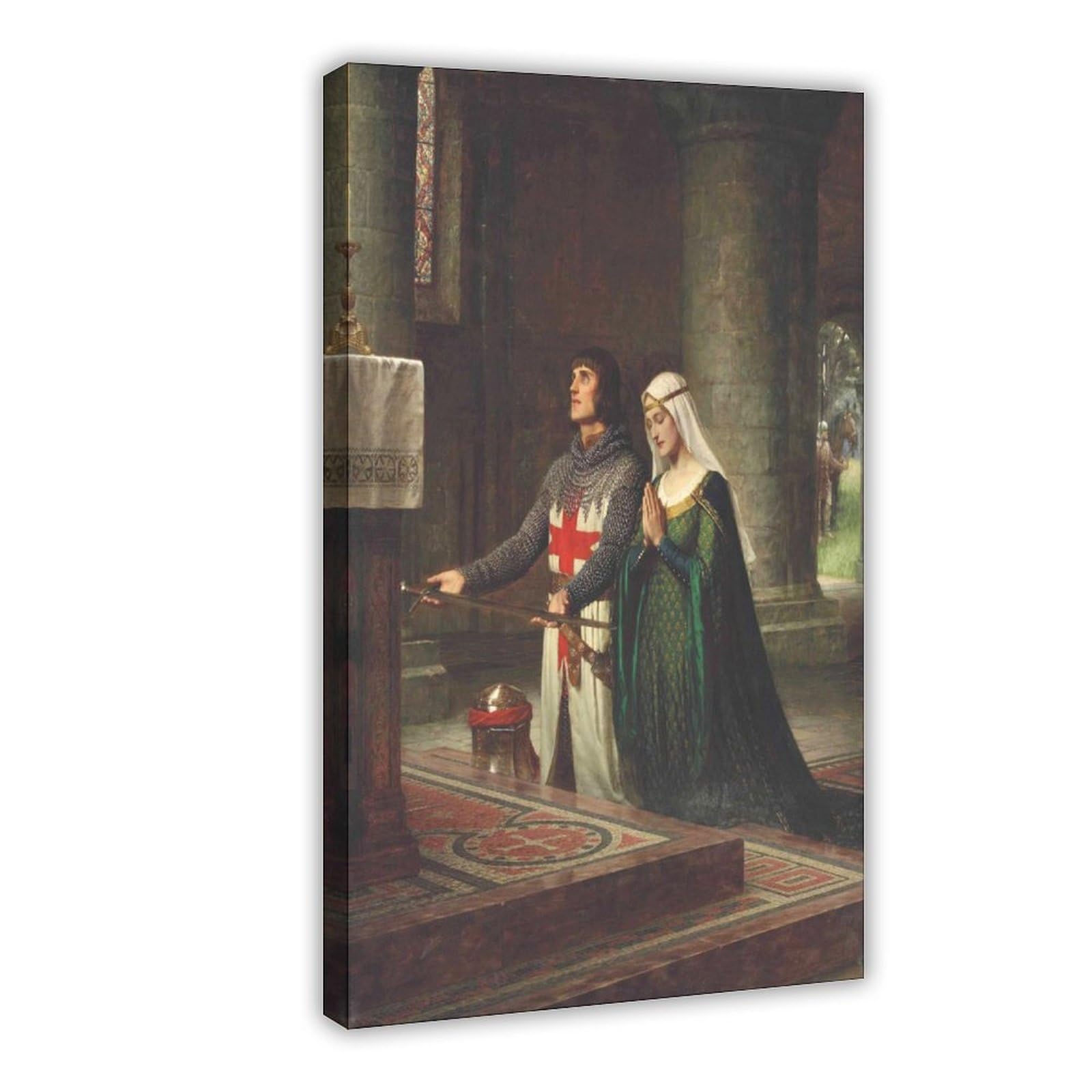 WCYB The Dedication by Edmund Blair Leighton 1908 Posters Prints Canvas Deco Paintings Wall Art Hangable Frame 8" L X 12" W