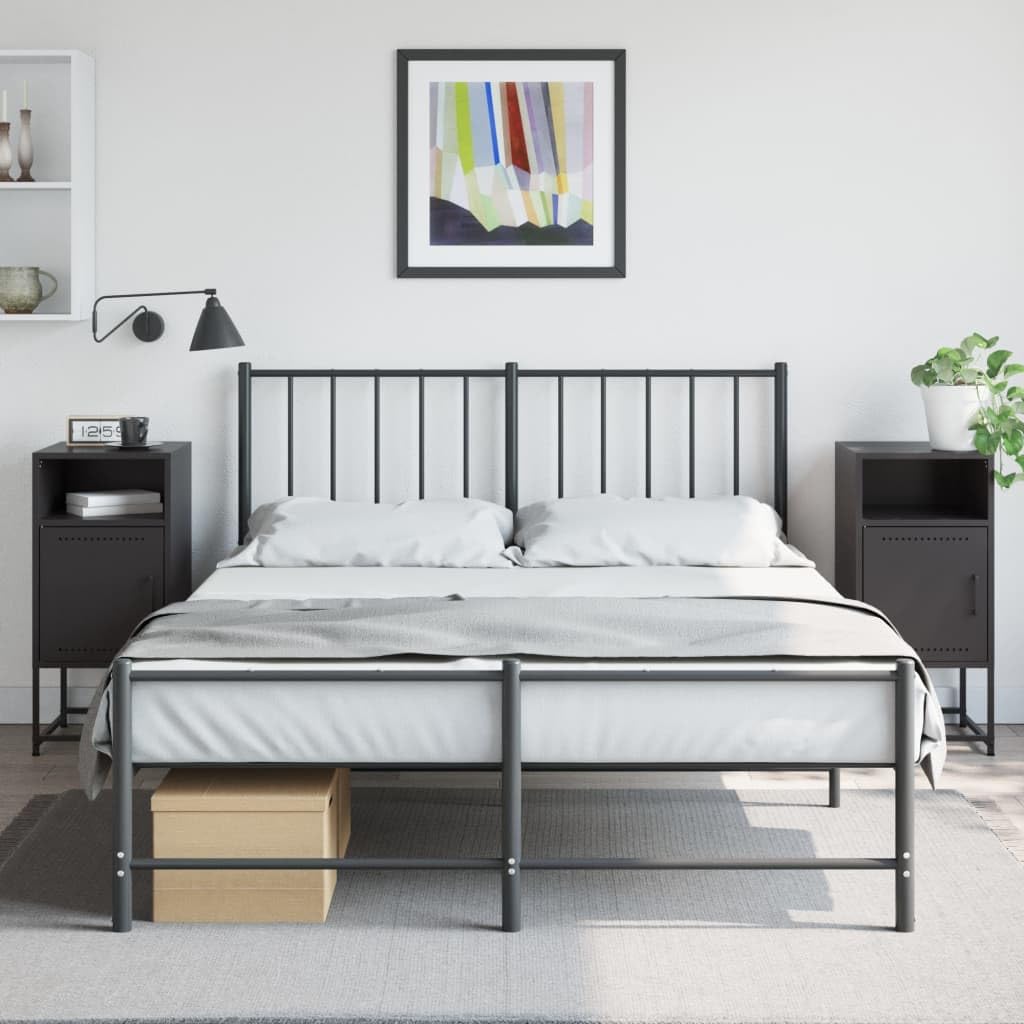 Lot de 2 tables de chevet de style industriel en acier noir 36x39x78 cm avec fixation