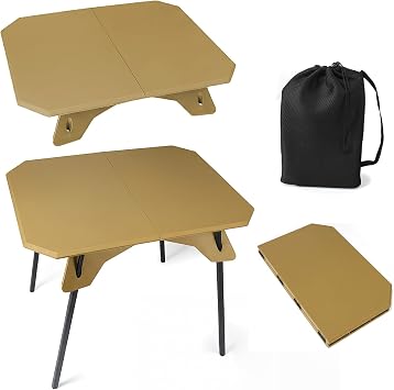TOPCHANCES Folding Camping Table, Ultralight Aluminum Portable Table with Adjustable Height, 2-in-1 Carry Bag for Outdoor Picnic, Travel, Beach, BBQ & FestivalKhaki