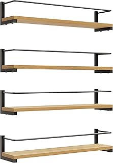 OROPY Spice Rack Wall Mounted, Rustic Wood Hanging Rack for Over The Sto...