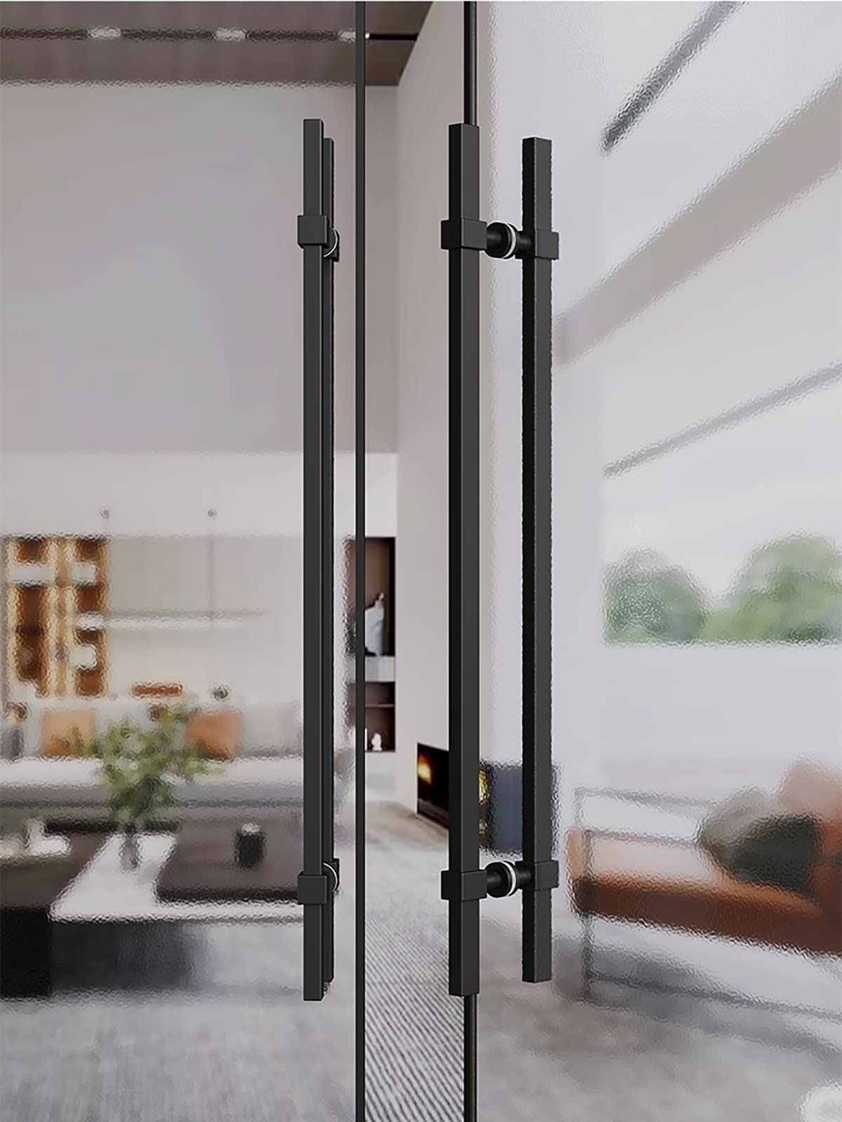 TKJfdTY Stainless Steel Push Pull Door Handle For Metal Glass Tempered And Wooden Doors Modern And Stylish Barn Door Handle,Black#1 Length 100cm(39.4in