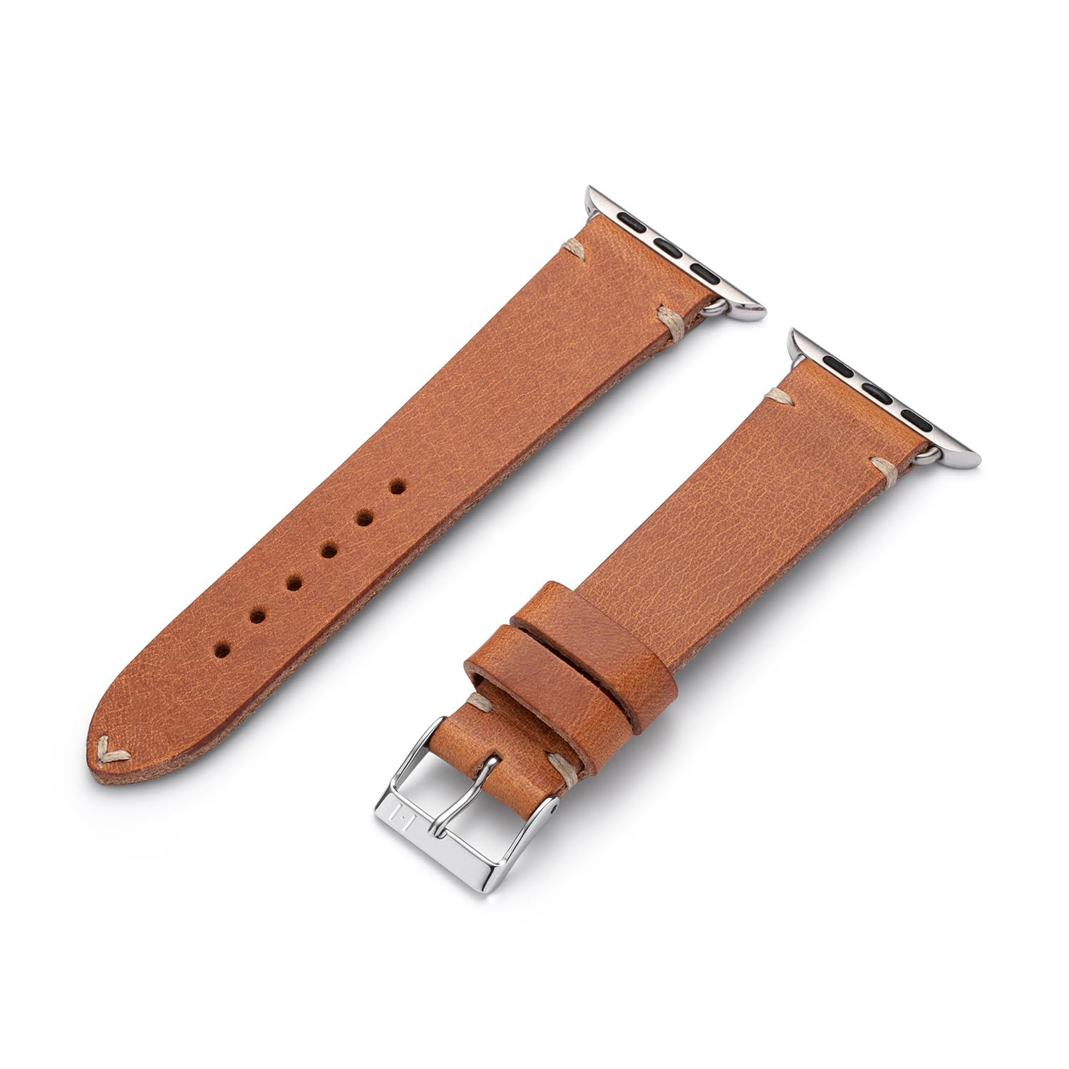 Armband ST. Pauli | kompatibel mit Apple Watch 1-9, SE | Leder | für Damen und Herren | Sport | Cognac