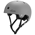 TurboSke Skateboard Helmet, BMX Helmet, Multi-Sport Helmet, Bike Helmet for Kids, Youth, Men, Women (Gray, L/XL (22.8-24))