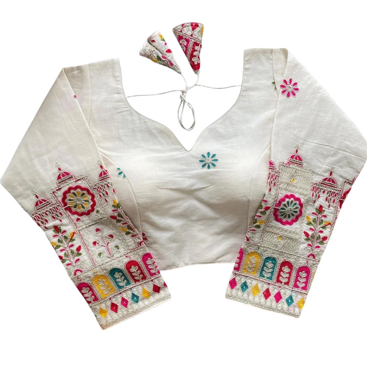 Stylish Full Sleeves Blouse with Real Shells Design for Women Readymade Blouse 30 � 42 (Alterable) (Free Size-30 to 36 (Alterable)) (White)-image-28