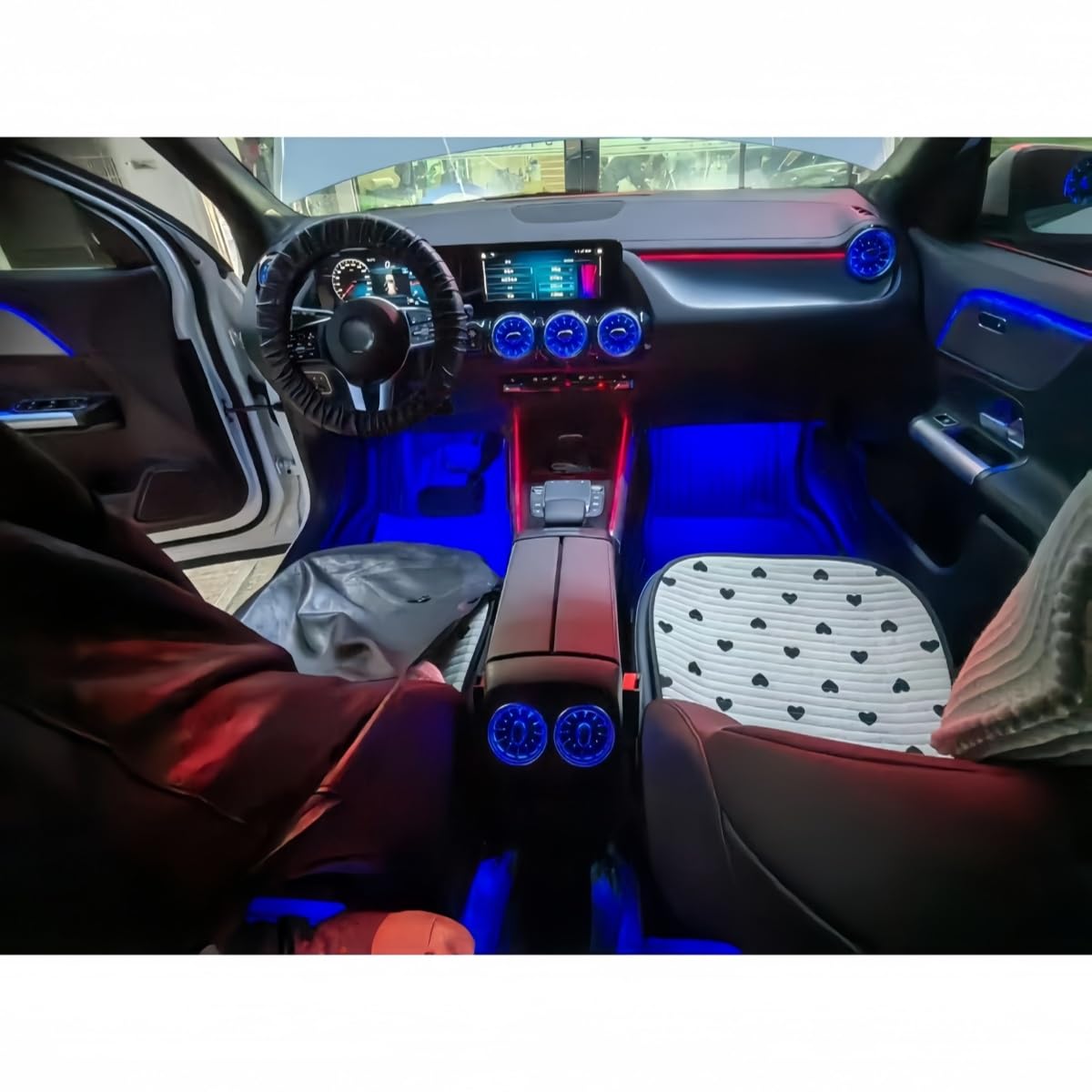 do Mercedes Benz GLA W247 2019-2025 LED 64-kolorowe światło ambientowe przednie i tylne podświetlane wiatry Atmosphere wewnętrzna modyfikacja ekranu