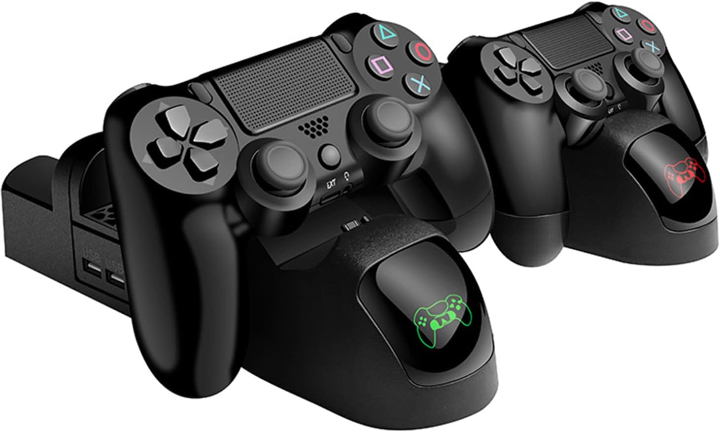 VSEER PS4 Stand Cooling Fan Station for PS4/PS4 Slim/PS4 Pro,PS4 Vertical Charging Station with Dual Controller,PS4 Accessories with Game Storage for PS Consoles