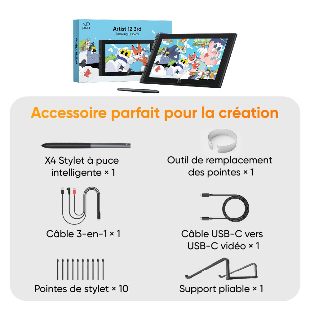 XPPen Artist 12 3rd (Édition 2025) Tablette Graphique Dessin Écran 12 Pouces avec Molette X-Dial, 8 Raccourcis, X4 Stylet 16384 Niveaux pour Illustrateurs Designers