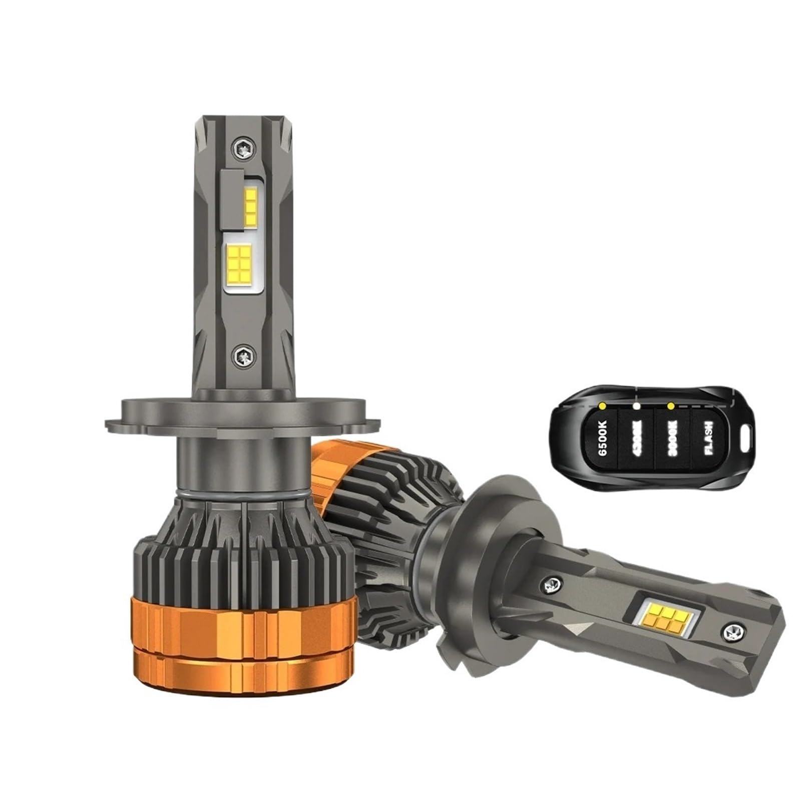 Bombilla Coche Faros LED H4 De 2800W Bombilla para coche | Con H1 H7 H11 9005 9006 9012 6500K 4300K ​​3000K Control Remoto Tricolor