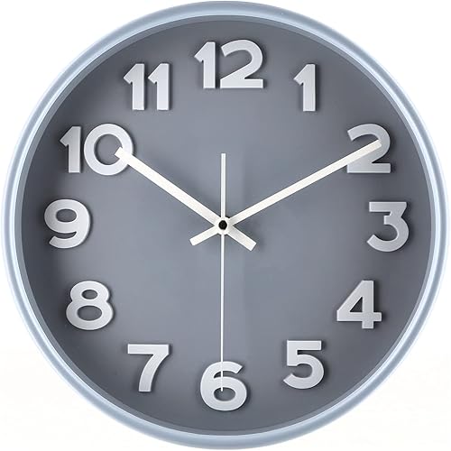 Fuji Boeki 28108 Wall Clock, Width 11.8 x Depth 1.9 x Height 11.8 inches (30 x 4.7 x 30 cm), Sky Gray, Silent, Battery-Operated, Spica 2, 30