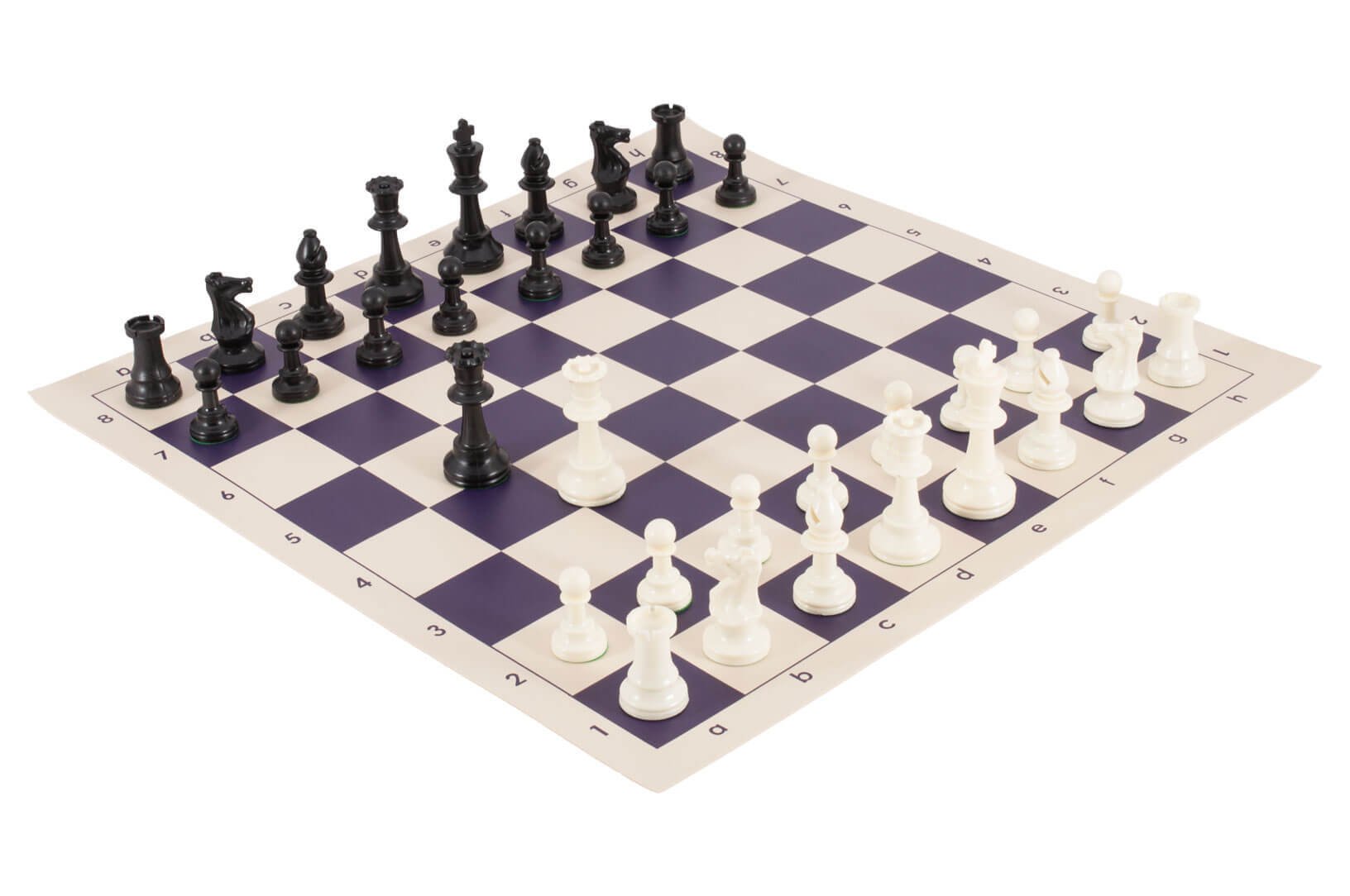 Tournament Chess Pieces and Chess Board Combo - Solid Plastic - Purple & Buff Regulation Vinyl - by US Chess Federation