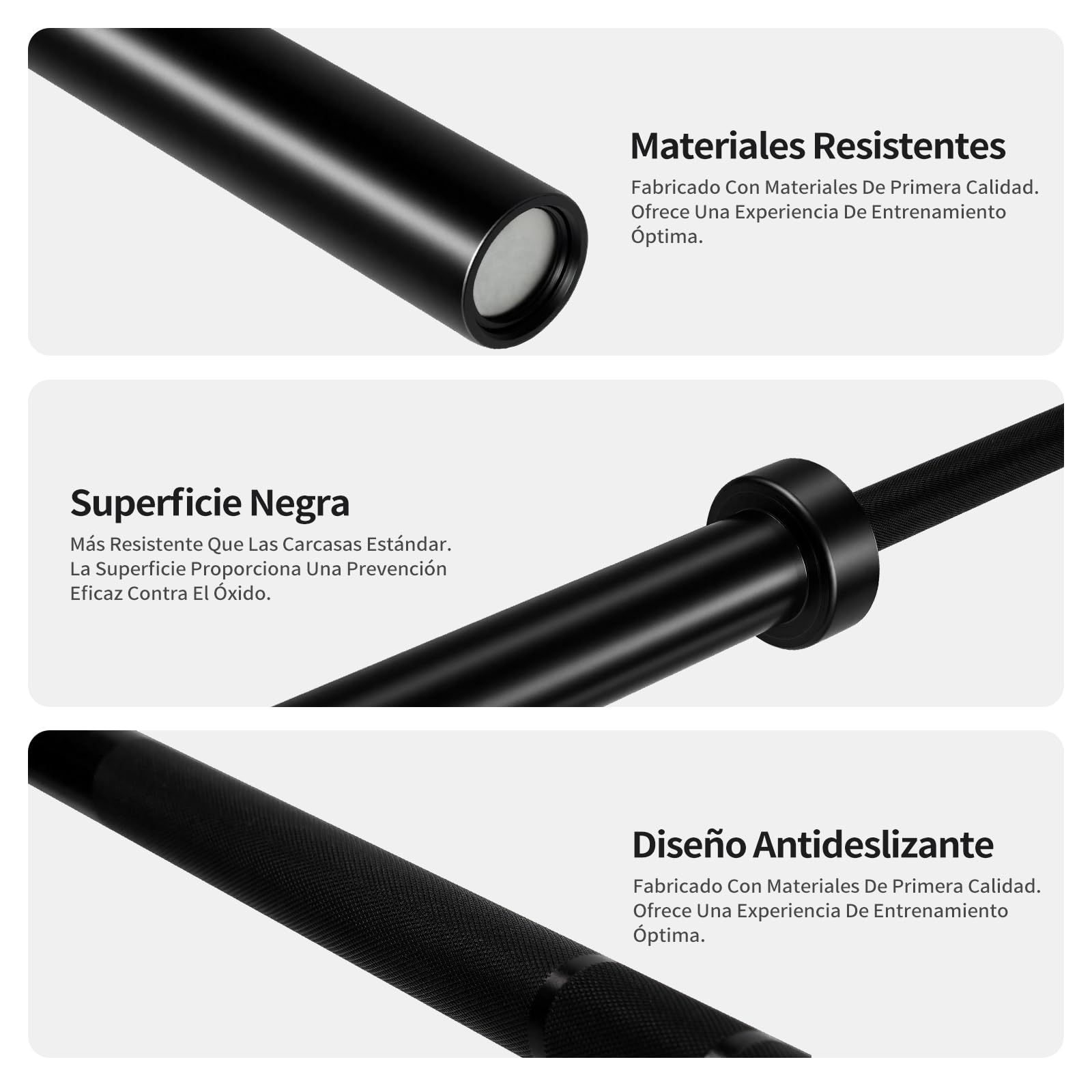 ALLINLIFE Barra Olímpica Ø50mm Recta de 1.5m, 1.8m y 2.2m Compatibles con Discos de Ø50mm - Barra de Halterofilia para Gimnasio con Cierres de Resorte