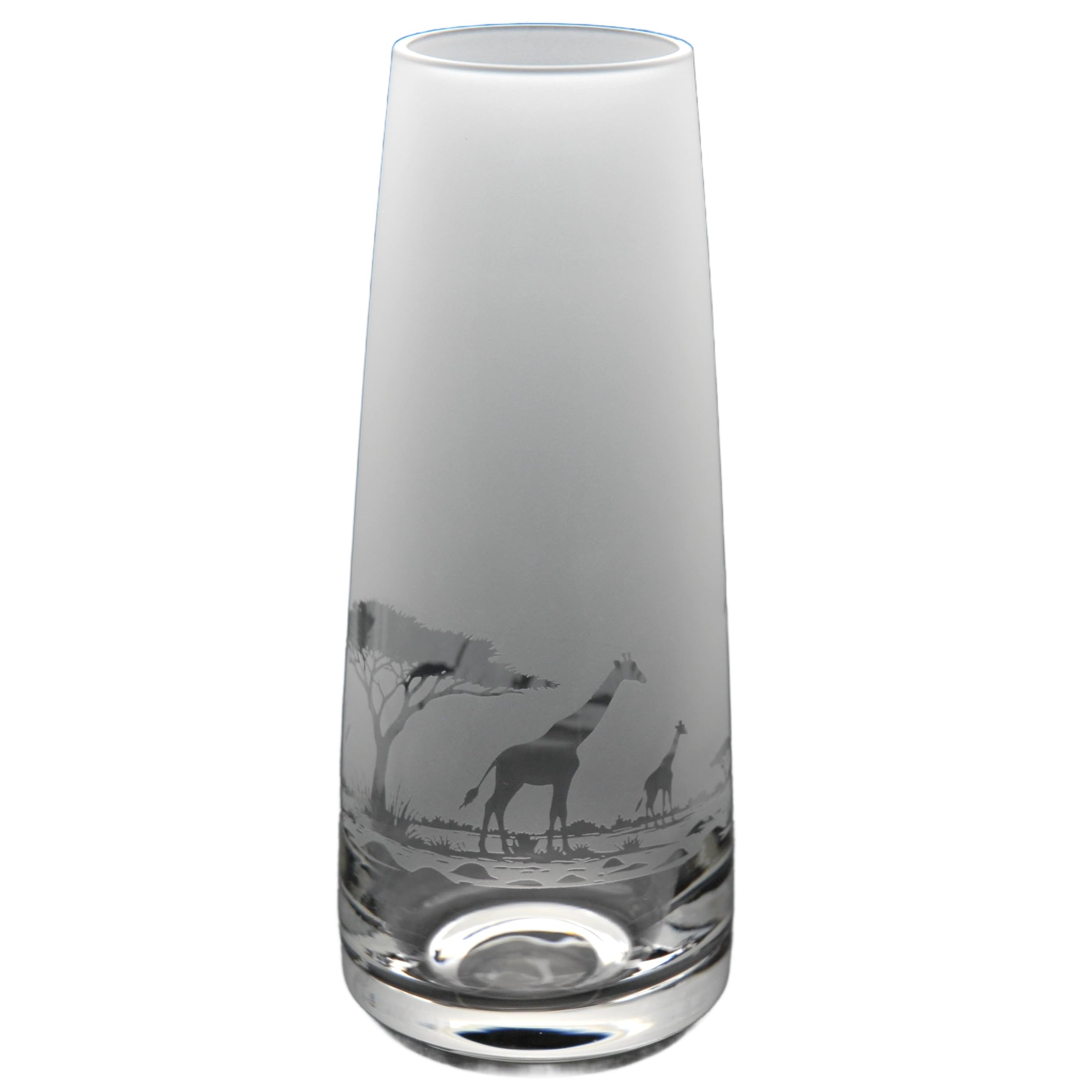 GLYPTIC GLASS ART Giraffe Hand Etched/Engraved Glass Bud Vase