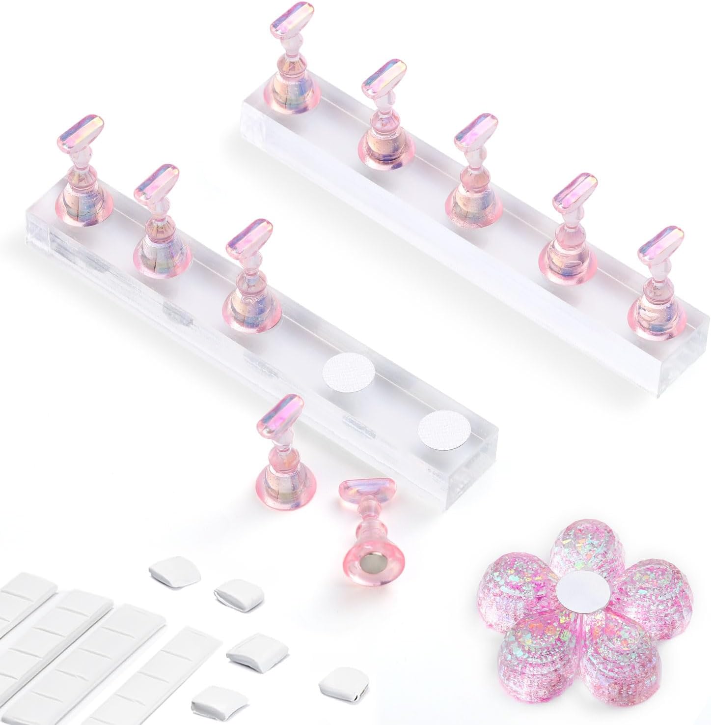 Etercycle Nail Stand Acrylic Nail Art Display Stand Practice Nail Holder for Painting Nails Magnetic Practice Stands with Reusable Putty(Purple)