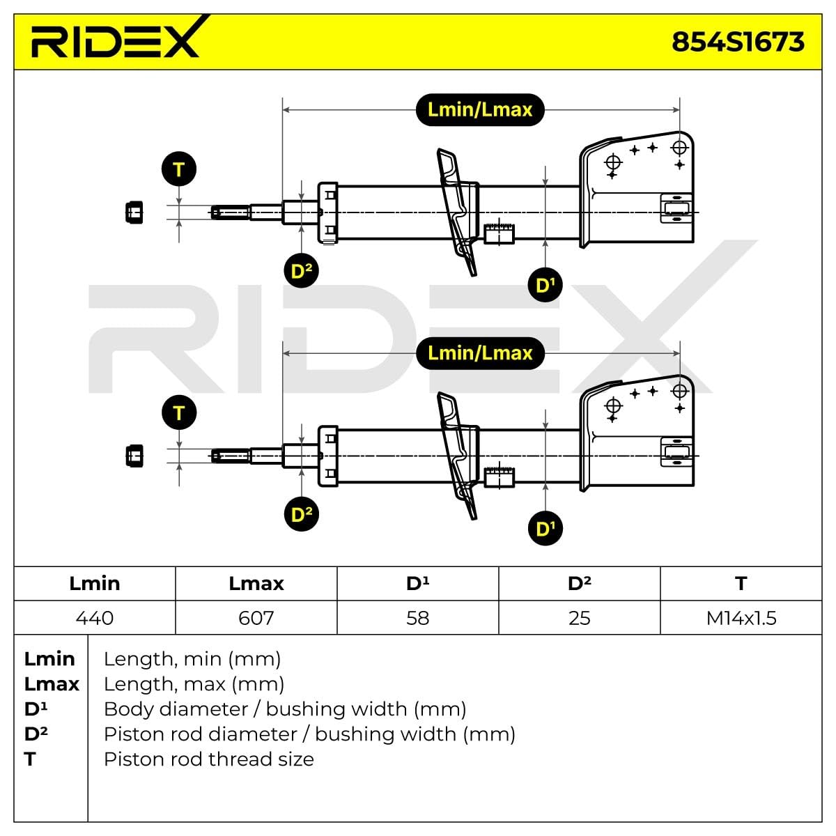 RIDEX 854S1673 2x Amortiguador Delantero Compatible con RENAULT Trafic 3 Furgón FG